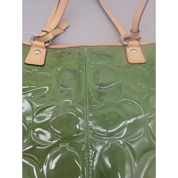 COACH F22322 PEYTON Embossed Green Medium Purse / Hand Bag Flaw - Picture 6 of 11
